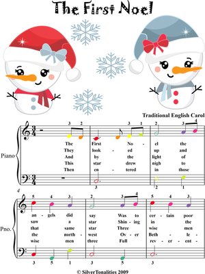 cover image of The First Noel Easy Piano Sheet Music with Colored Notes